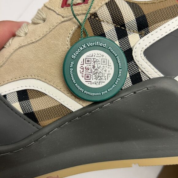 Authentic Burberry Ramsey Multi Taupe Brown Low Top Sneakers Size US 9 EU 42 NEW - Picture 13 of 13
